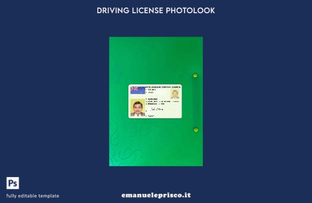 modello FRONTALE photolook stile verificato patente di guida verde neozelandese 